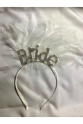 Tüylü Kristal Taşlı Bride Yazılı Taç Bekarlığa Veda