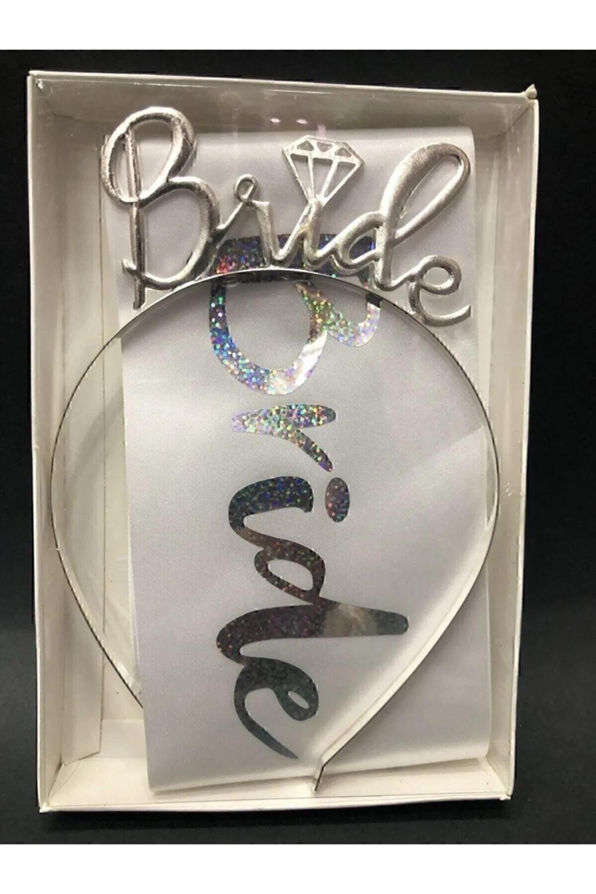 Gümüş Bride Taç Ve Kuşak Seti Bride To Be Beyaz Üzeri Gümüş Yazılı