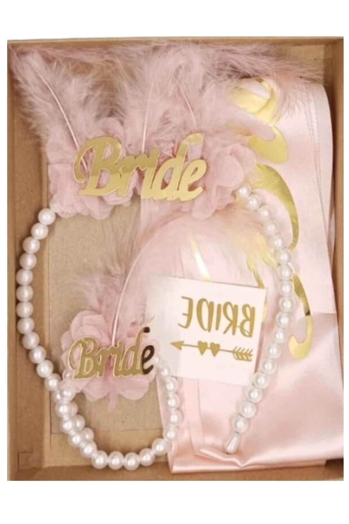 -BUTIK 4'lü Bride To Be Set, Bekarlığa Veda set, Taç ve Bileklik seti