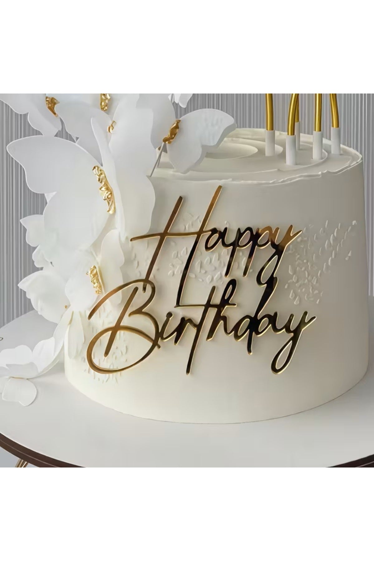HAPPY BİRTHDAY PASTA ÖNÜ YAZISI GOLD RENK