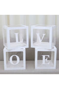 Beyaz Şeffaf Balon Kutusu LOVE Yazılı 25x25 Cm