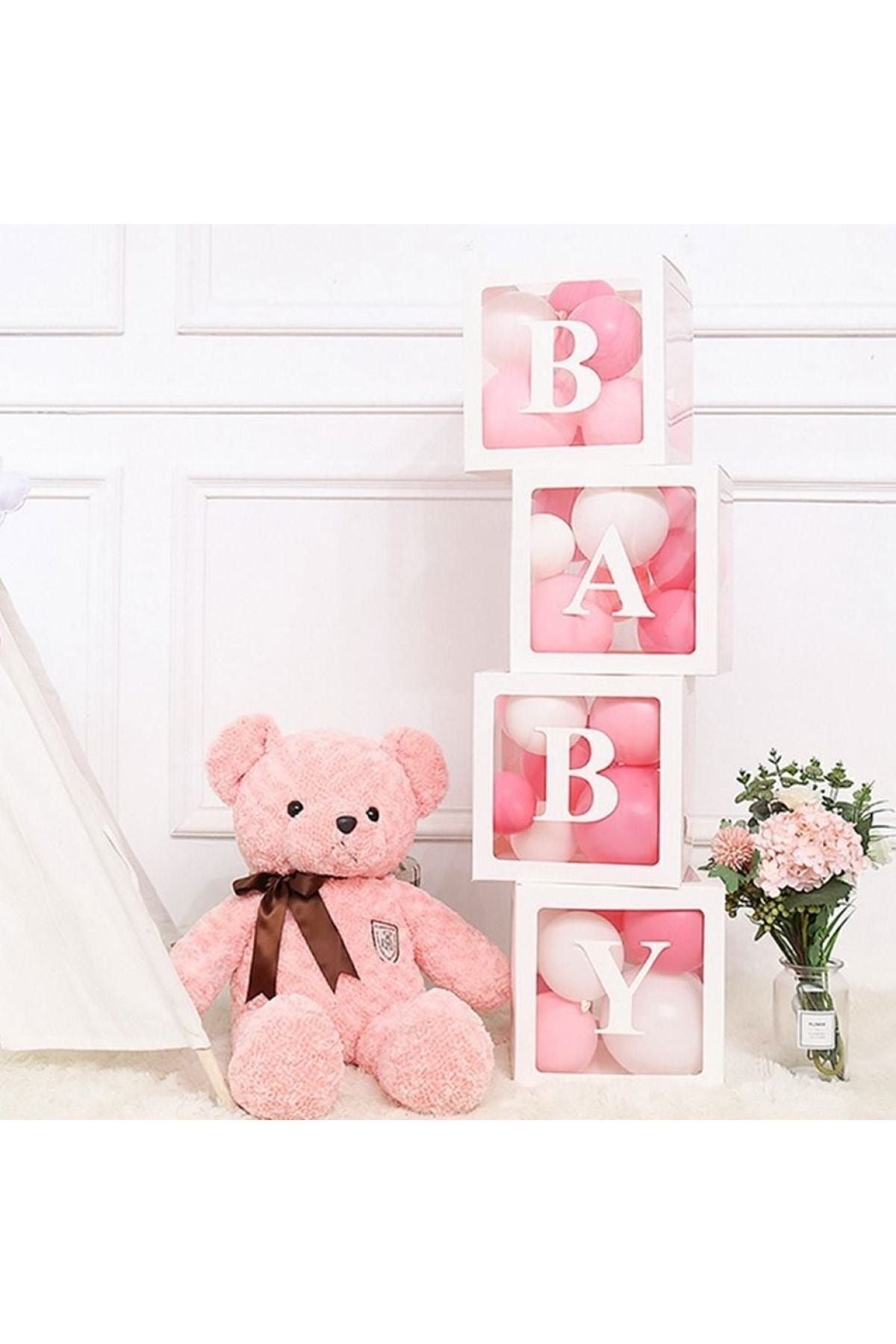 Beyaz Şeffaf Balon Kutusu Baby Yazılı 25x25 Cm