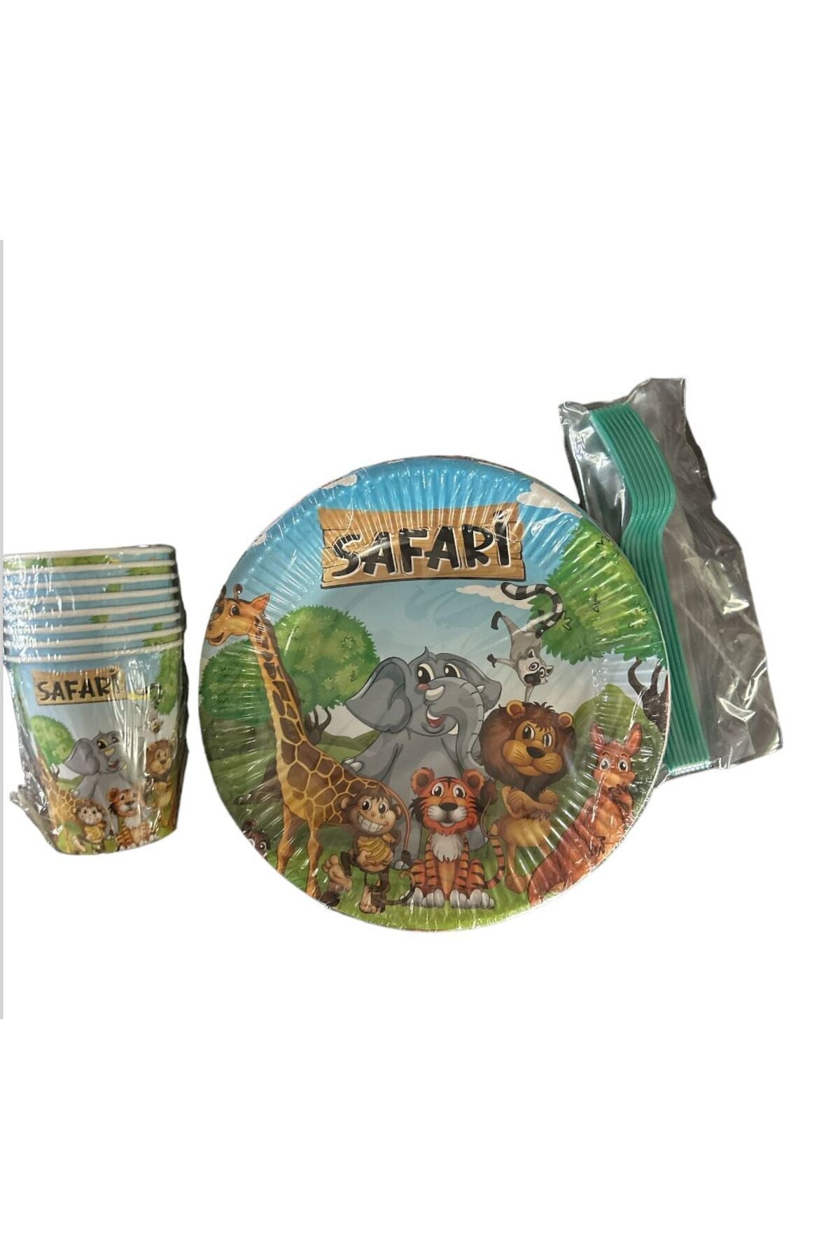 Safari Safari Hayvanlar Tabak Bardak Çatal Set 8 Kişilik
