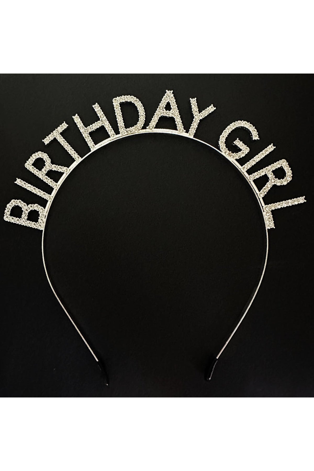 Gümüş Kristal Taşlı Birthday Girl Doğum Günü Tacı İthal Ürün 17x16 cm