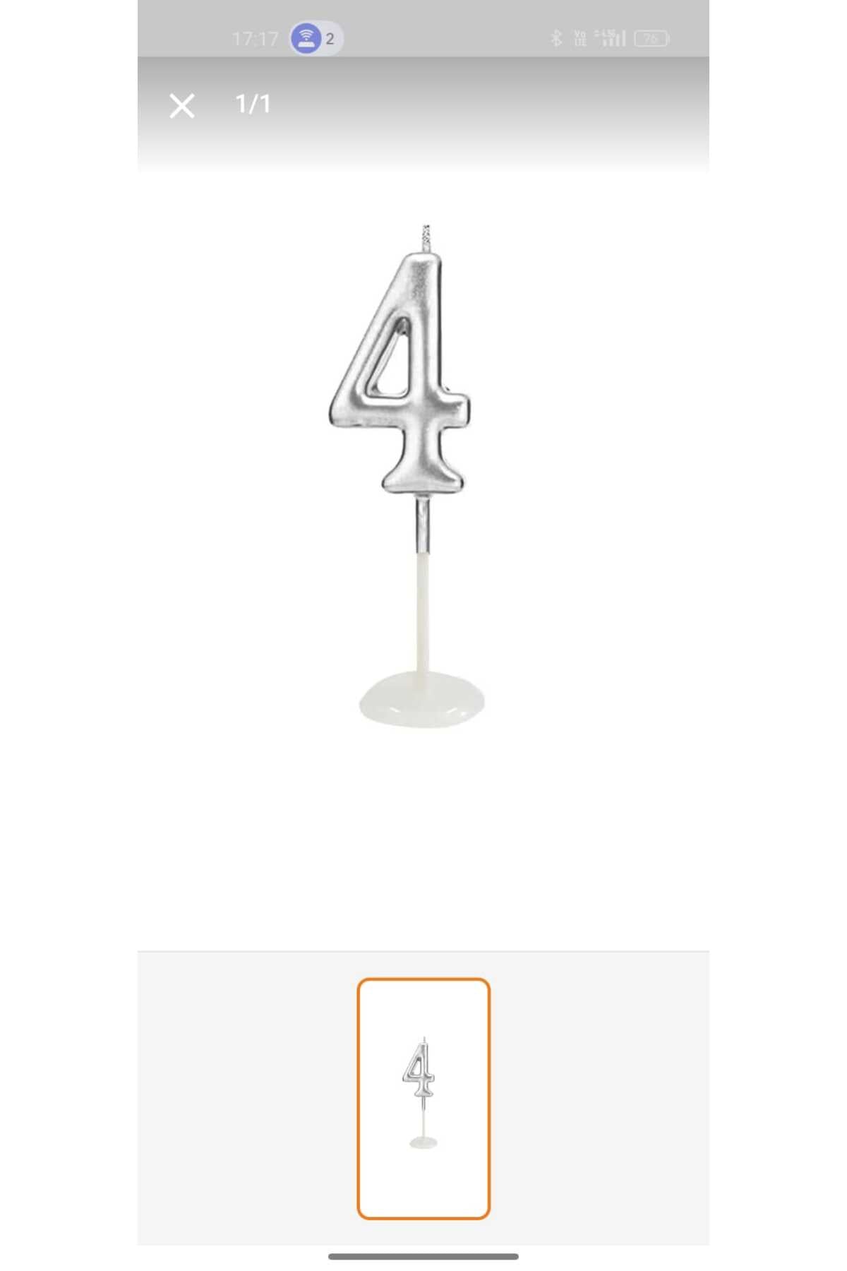 4 Yaş Sayı Rakam Gümüş Renk Doğum Günü Pasta Mumu