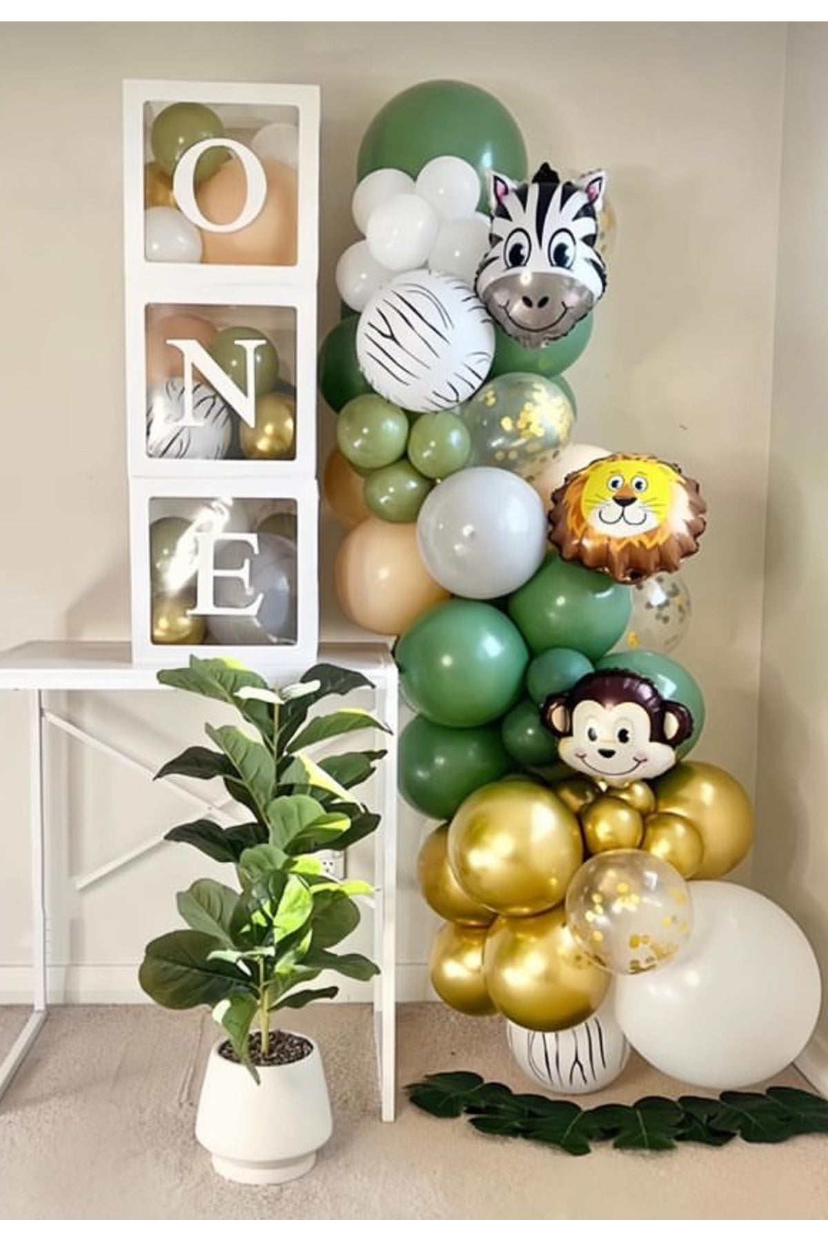 Hayvan Kafalı Safari Balon Zinciri Seti 100 lü