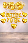 Bride To Be Gold Folyo Balon Seti, 5 Adet Kalp Folyo ve Lateks Balon