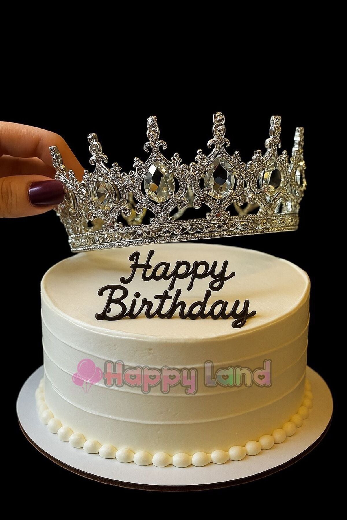 Gümüş Pasta Tacı Seti ( PastaTacı , Birthdayqueen gümüş pastapleksisi , gümüşpasta simi )