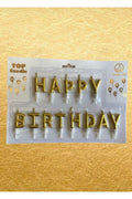 Happy Birthday Yazılı Pasta Mumu Altın Sarısı Gold Mum