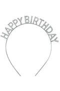Happy Birthday Gümüş Metal Taşlı Taç Doğum Günü Tacı Aksesuarı Lüx Parti Tacı
