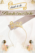Bride To Be Metal Taç ve Kuşak Seti & Bekarlığa Veda Partisi & Pembe Altın Kuşak Altın Taç