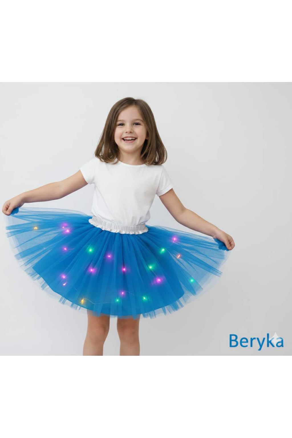 LED Işıklı Tütü Etek – Kız Çocuklar İçin Büyülü Parıltı - Astarlı, sarı Renk
