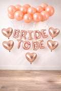 Bride To Be Rose Gold Folyo Balon Seti, 5 Adet Kalp Folyo ve Lateks Balon
