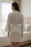 Bride Saten Sabahlık - Ekru - L Beden