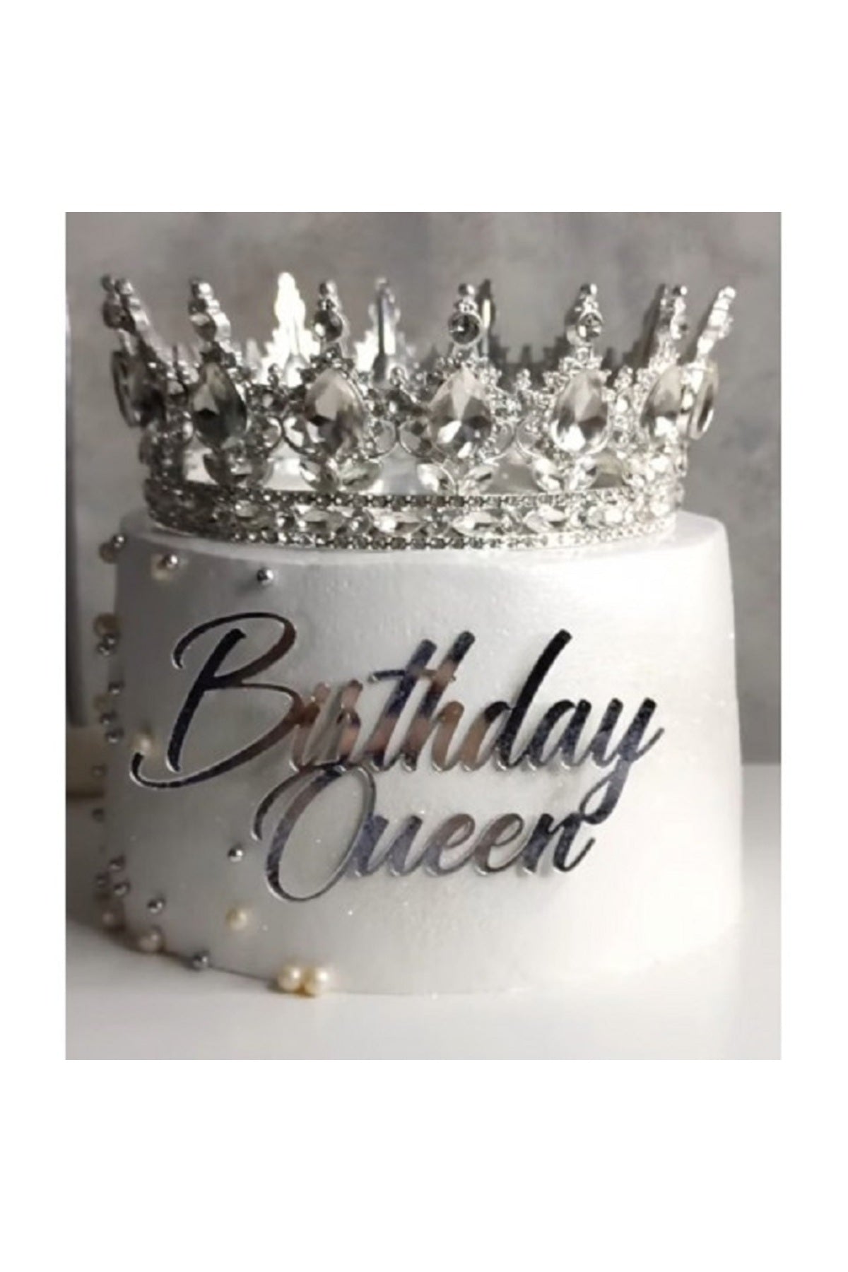 BİRTHDAY QUEEN GÜMÜŞ PASTA ÖNÜ PLEKSİ YAZI,PASTA YAZISI,DOĞUM GÜNÜ PLEKSİ,PASTA ÜSTÜ YAZI