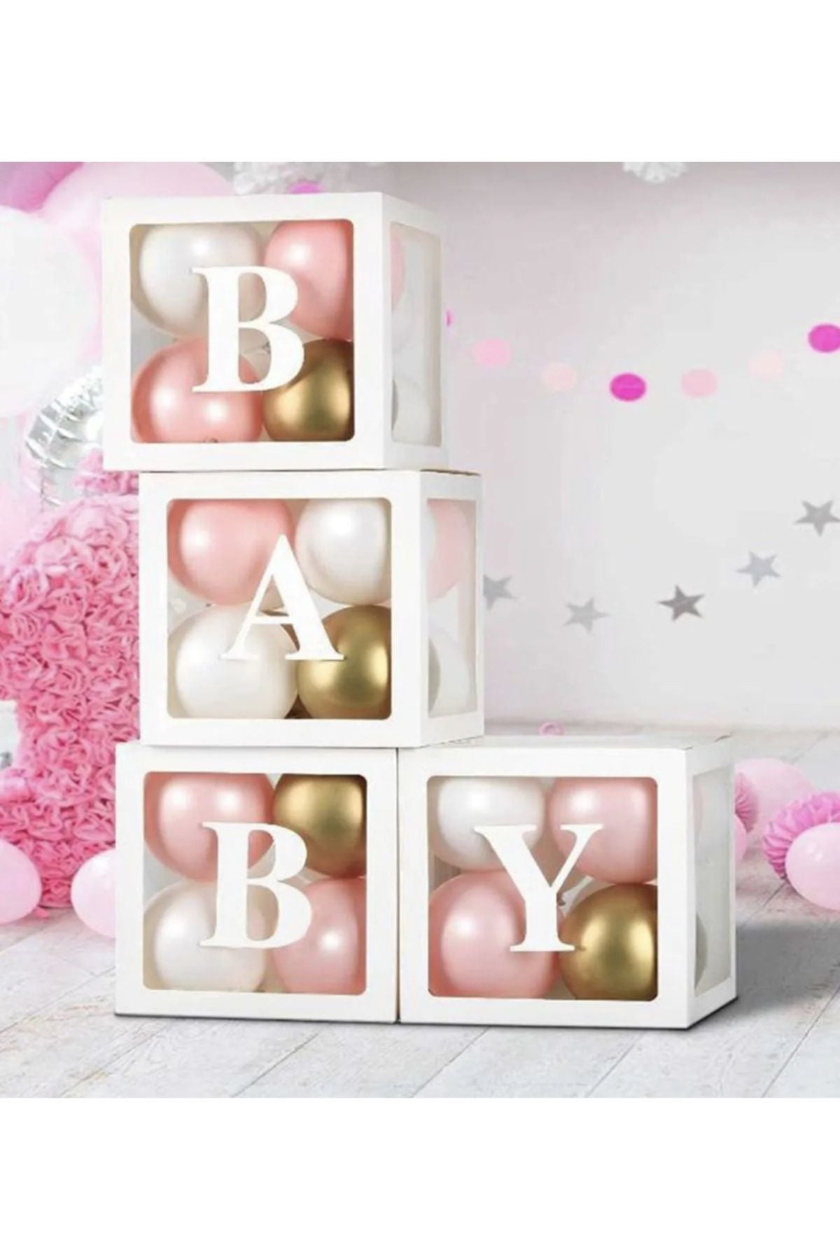 Baby Yazılı Şeffaf beyaz Kutu seti, baby Kutu Çocuk Doğum Parti bebek
