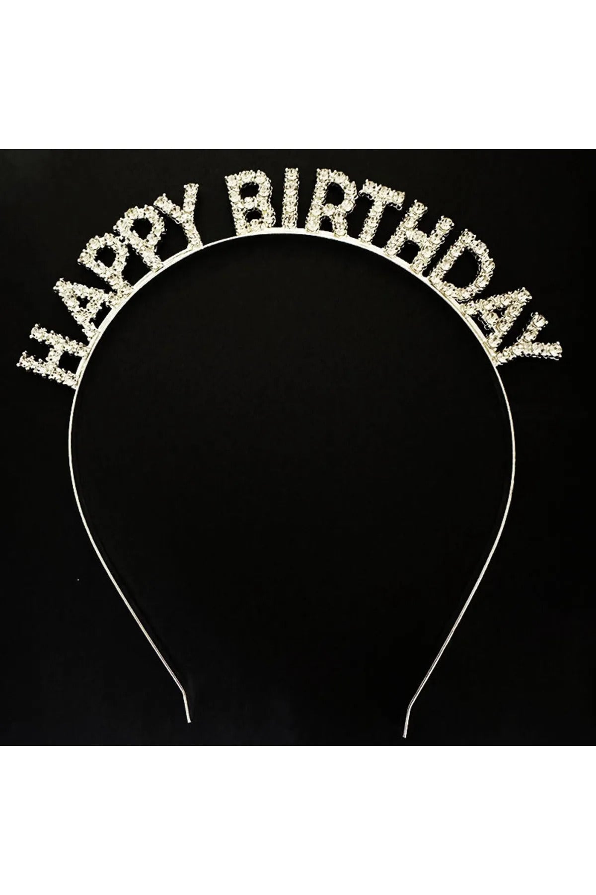 Kristal Taşlı Gümüş Renk Happy Birthday Doğum Günü Tacı