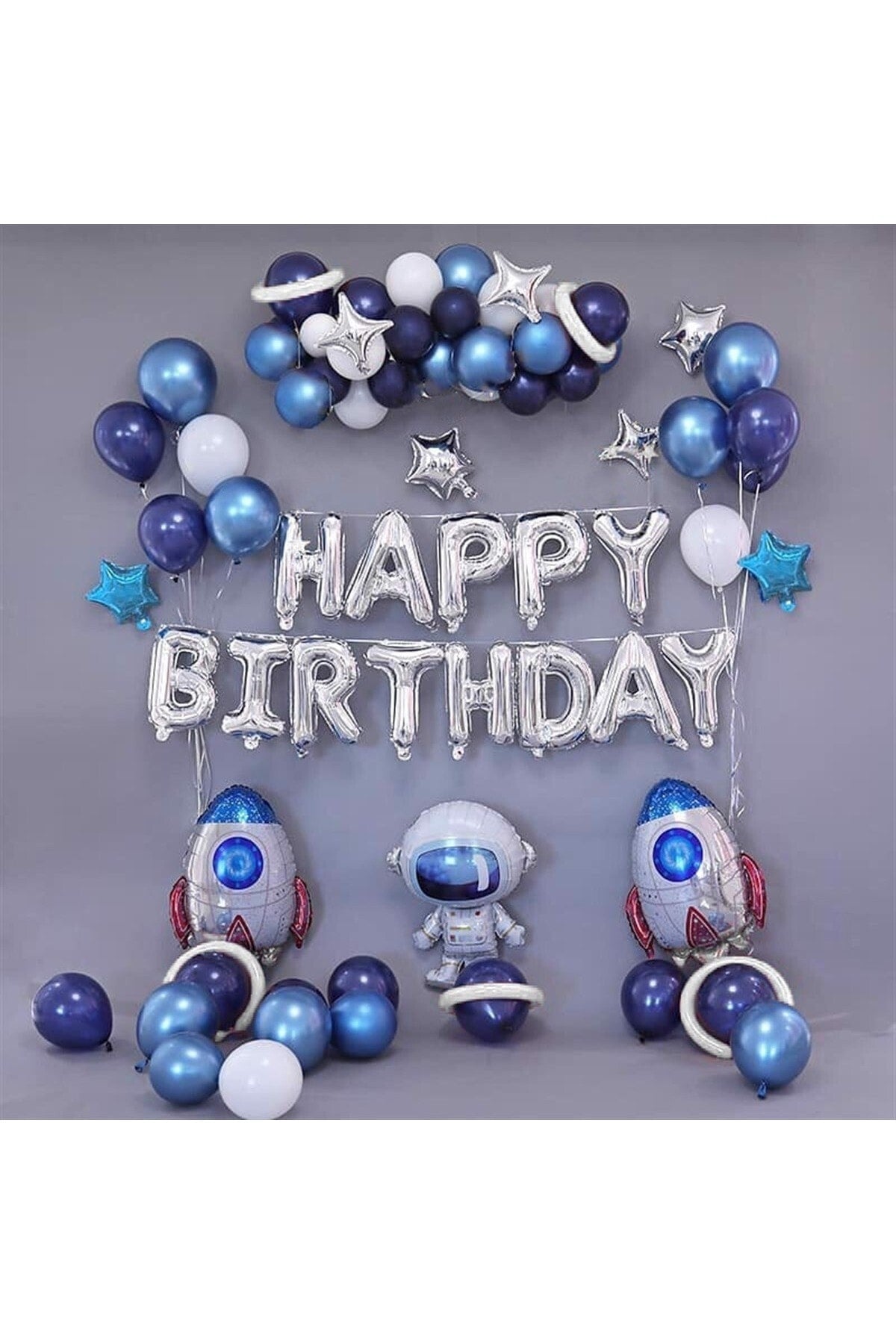 Uzay Astranot Temalı Happy Birthday Folyo Set Doğum Günü Süsü