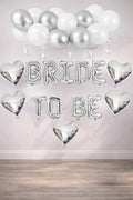 Bride To Be Gümüş Folyo Balon Seti, 5 Adet Kalp Folyo ve Lateks Balon