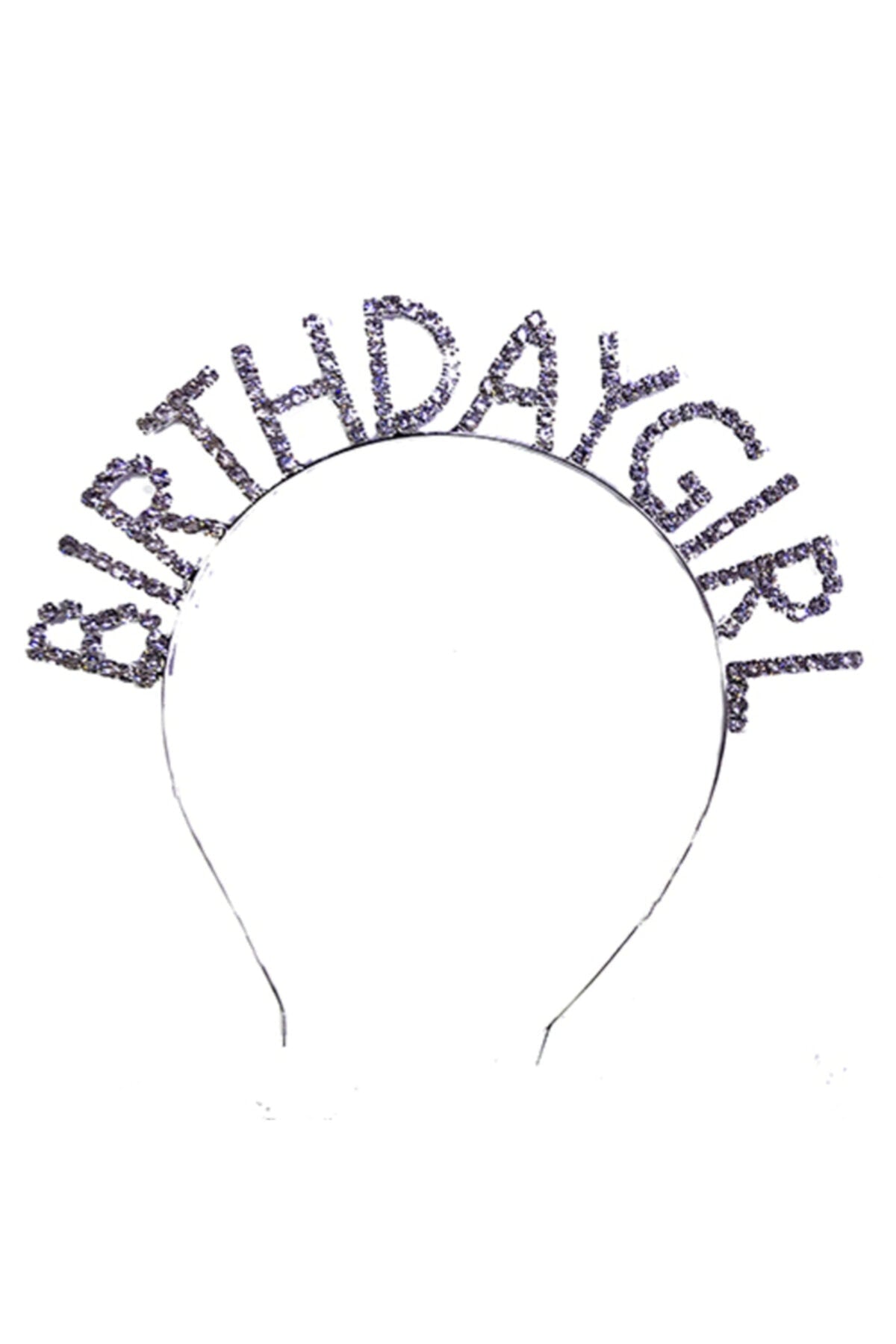 Gümüş Renk Metal Taşlı Birthday Girl Yazılı Doğum Günü