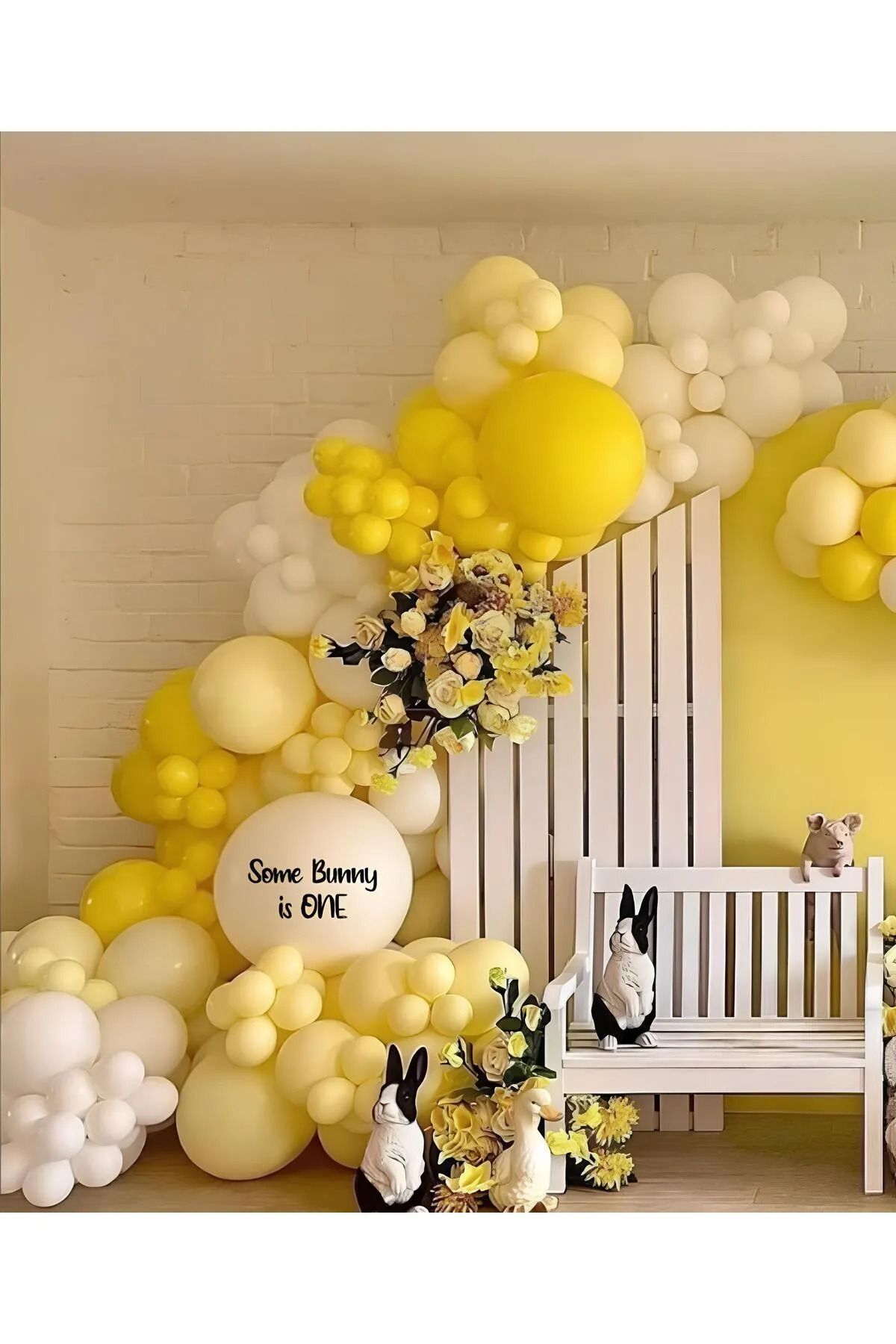 Parti Setim^^ Sarı* Sarı Macaron* Beyaz 100'lü Balon Seti