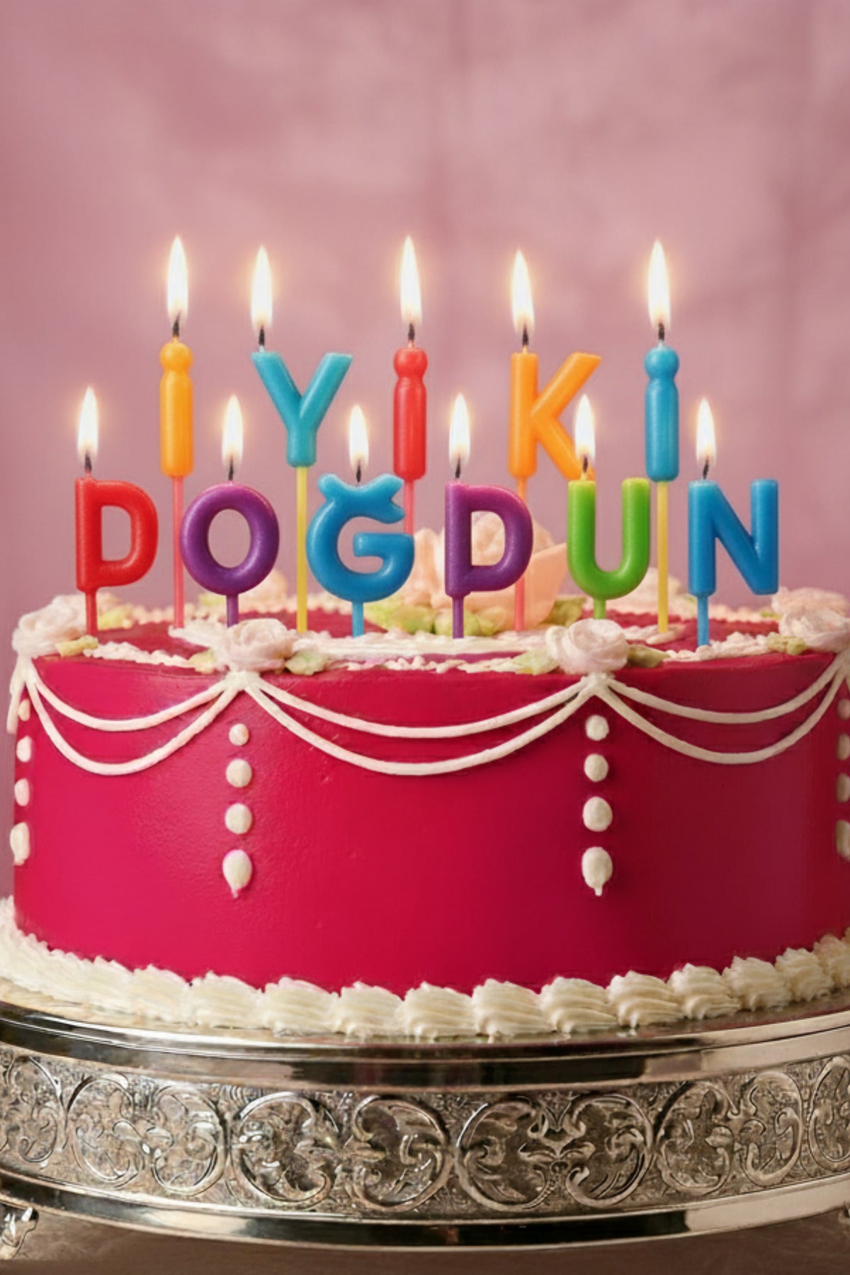 Renkli İyiki Doğdun Yazılı Pasta Mumu Doğum Günü Pasta Mumu Yaş Doğum Günü Mumu