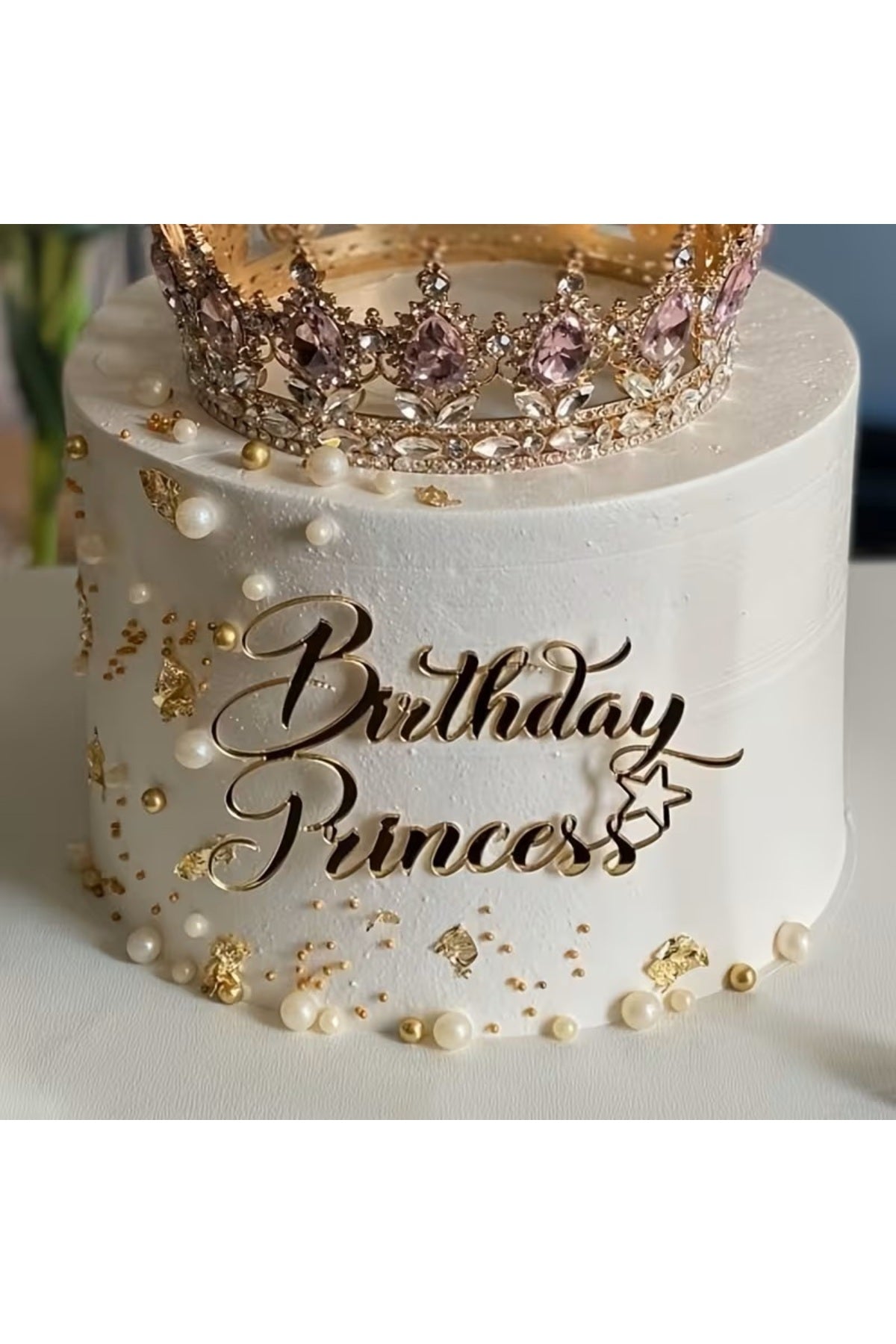 BİRTHDAY PRİNCESS PASTA ÖNÜ YAZI PLEKSİ | GOLD