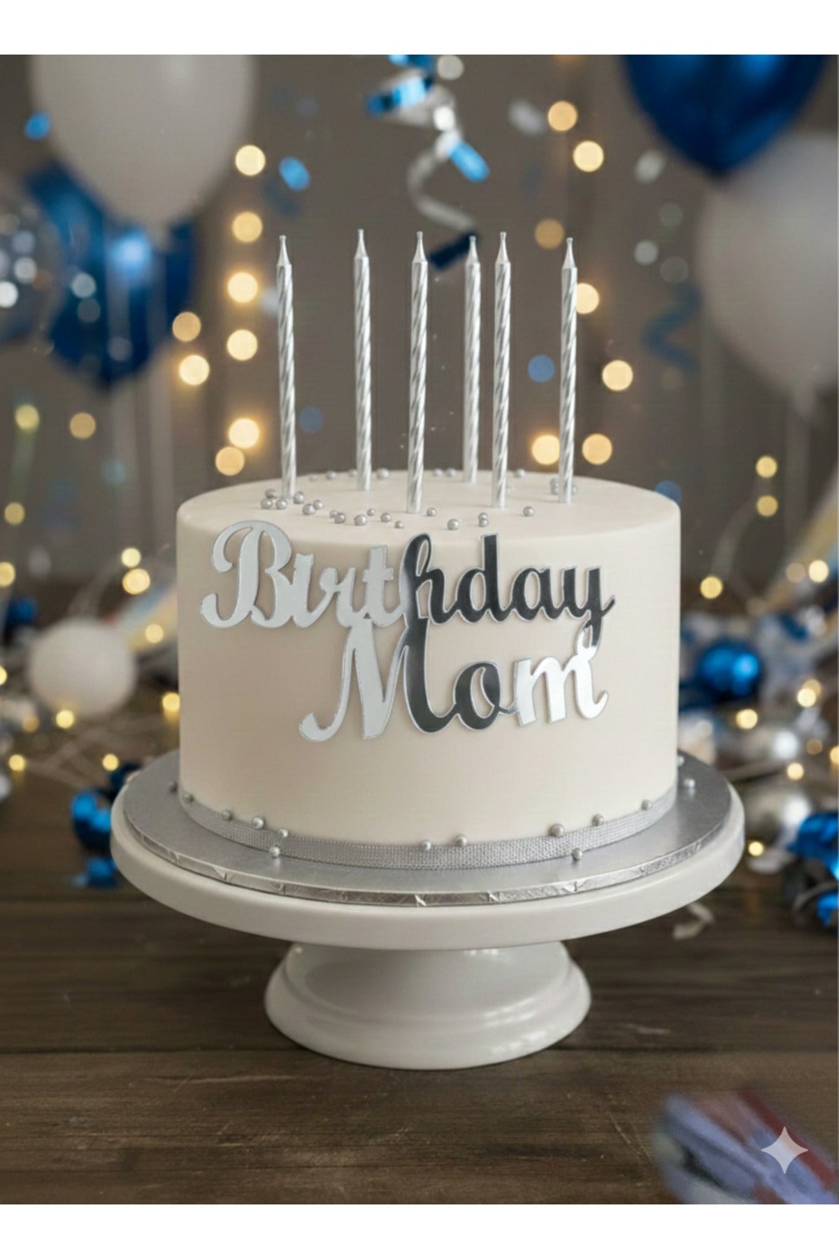 BİRTHDAY MOM PASTA YAZISI VE GOLD KELEBEKLİ PASTA SÜSÜ
