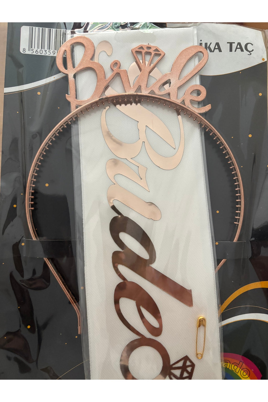 Bride taç ve kuşak seti bride to be beyaz üzeri rose bekarlığa veda patisi taç kuşak seti