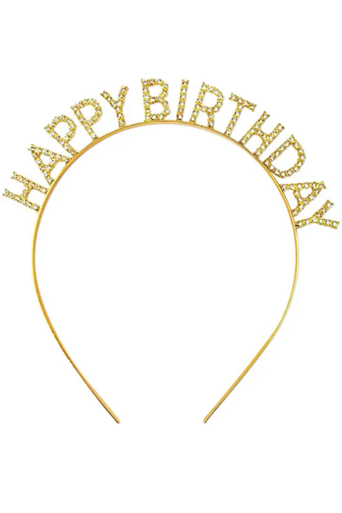 Happy Birthday Gold Metal Taşlı Taç Doğum Günü Tacı Aksesuarı Lüx Parti Tacı