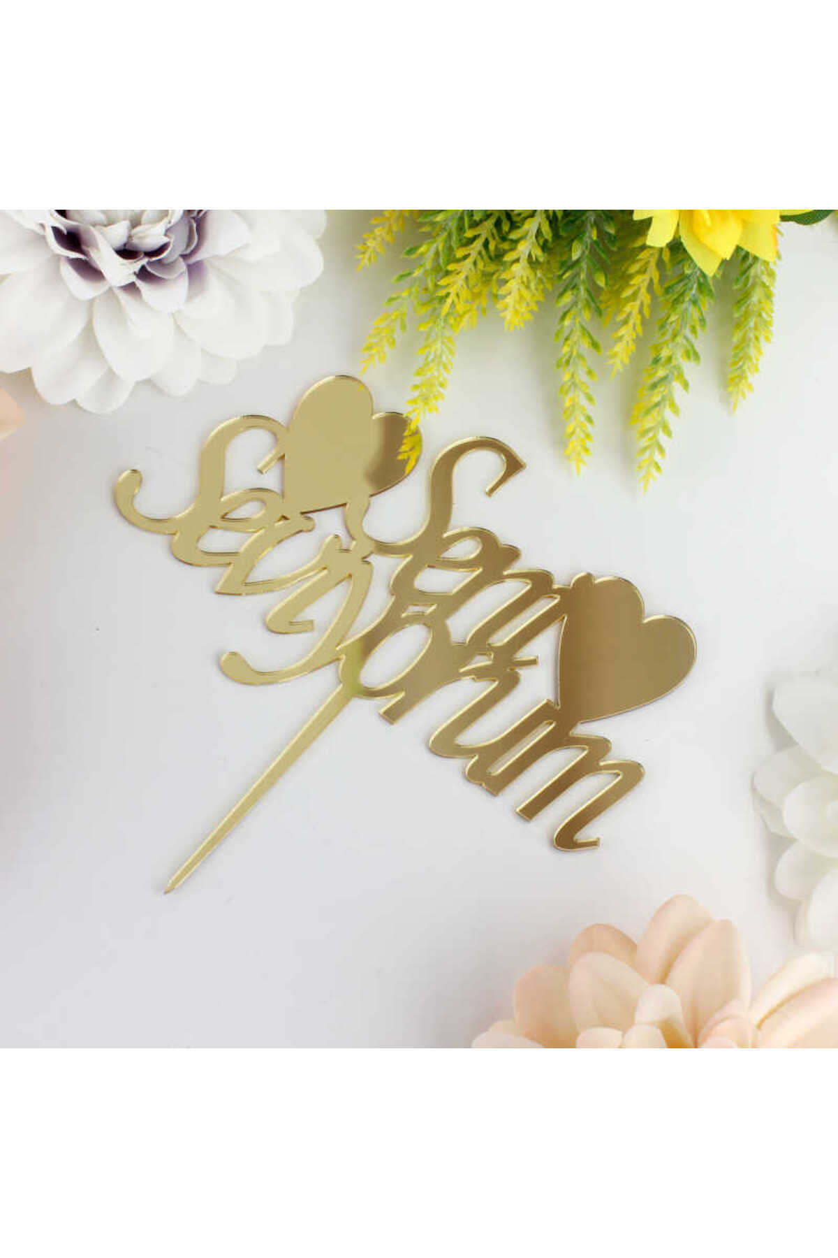 Seni Seviyorum Pasta Yazısı | Gold