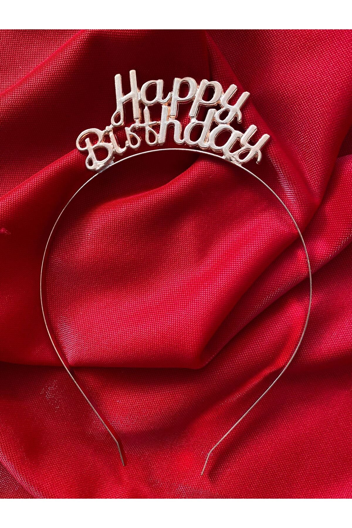 1 Adet ROSE PEMBE Happy Birthday Yazılı Metal Parti Taç Doğum Günü Renkli Parti Tacı