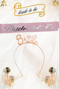 Bride To Be Metal Taç ve Kuşak Seti & Bekarlığa Veda Partisi & Pembe Gümüş Kuşak Rose Taç