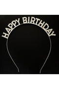 Gümüş Kristal Taşlı Happy Birthday Doğum Günü Tacı İthal Ürün 17x16 cm