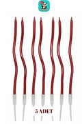 Bordo Spiral Doğum Günü Mumları 5’li Set Pasta Süs Mum Doğum Günü Pasta Süsleme