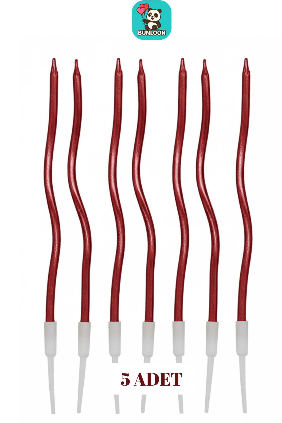 Bordo Spiral Doğum Günü Mumları 5’li Set Pasta Süs Mum Doğum Günü Pasta Süsleme