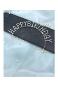 Gümüş Renk Metal Taşlı Happy Birthday Yazılı Parti Tacı