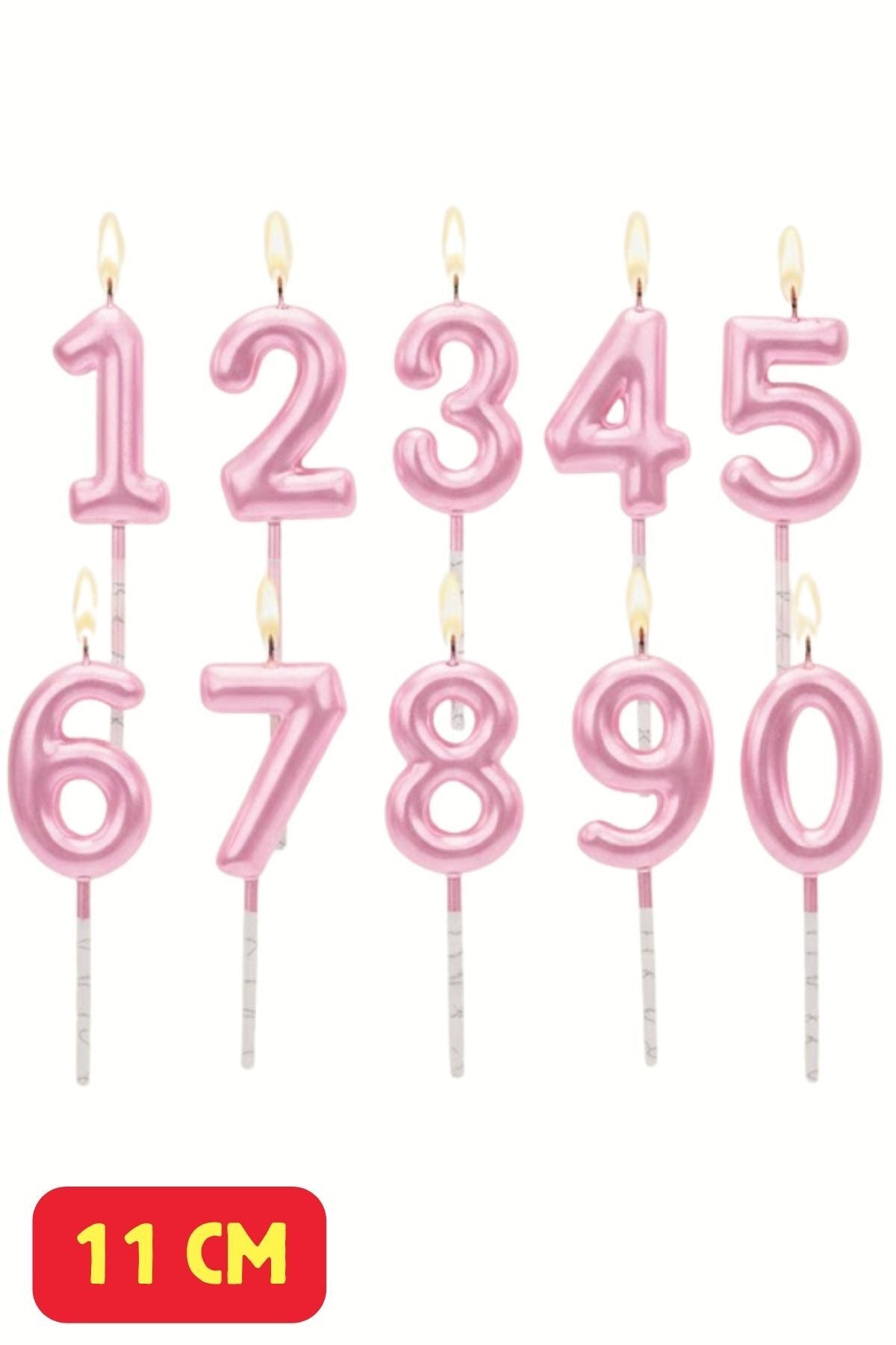 Pembe Doğum Günü Pasta Mumu Yaş Mumu Rakamlı Mum Doğum Günü Mumu Sayı Mum 11 CM