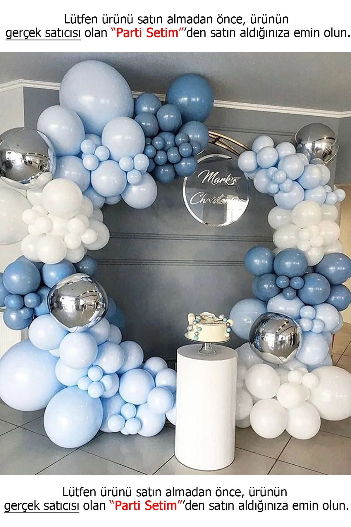 Parti Setim^^ Beyaz* Macaron Mavi* Derin Okyanus 100 Adet Balon Seti