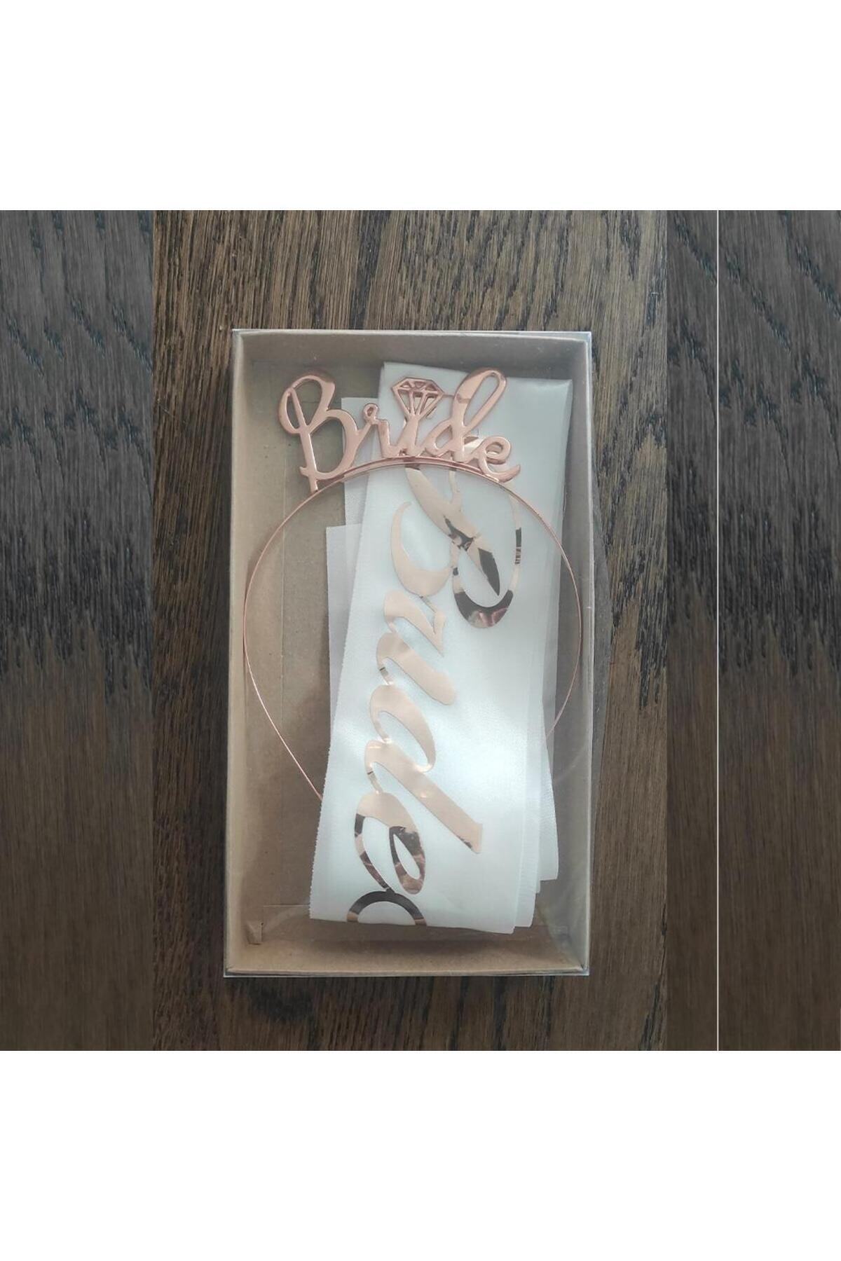Rose Gold Bride To Be Taç Ve Kuşak Set Model 2